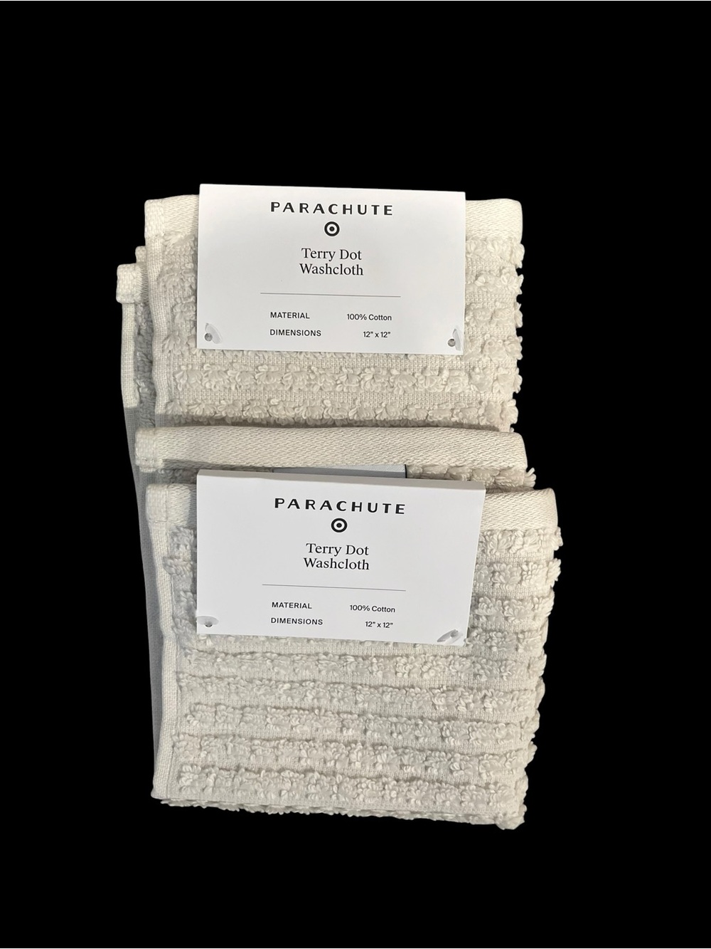 Parachute Terry Dot Towel Parchment  Washcloth Bone Ivory Set of 2 NWT Bath